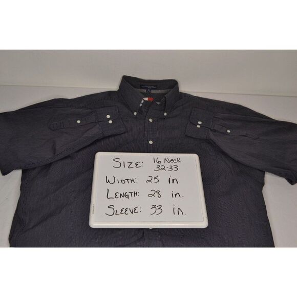 Tommy Hilfiger Men's 16 32-33 Blue Pinstripe Button Down Long Sleeve Shirt - Picture 11 of 11